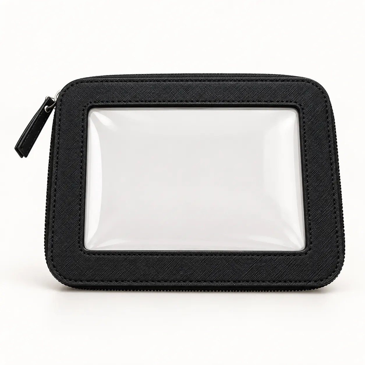 Anonymous Australian black PU and clear PVC cosmetic bag
